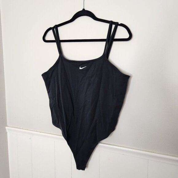 NIKE Essentials Solid Black Cami Bodysuit - Picture 1 of 6